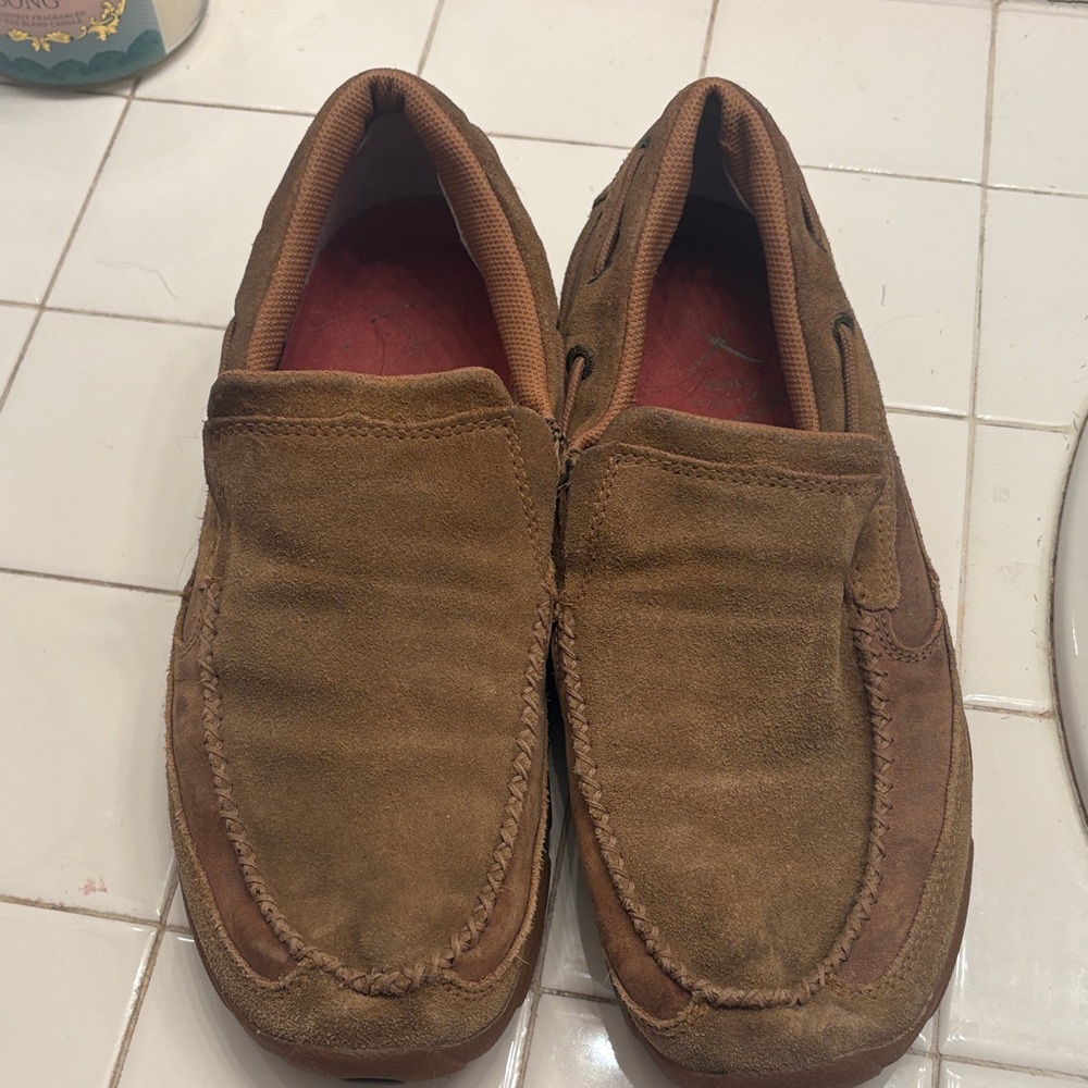 Twisted X Slip on Brown Suede Loafers 9.5